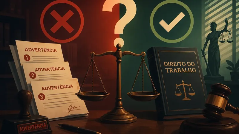 Capa de artigo explicando se três advertências geram justa causa no direito do trabalho brasileiro