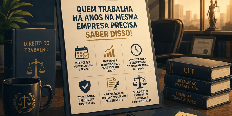 Advogado trabalhista atendendo trabalhador em escritório, explicando prazos para entrar com processo após sair do emprego