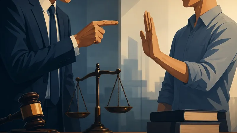 Capa com trabalhador e empregador em um escritório, simbolizando a relação de subordinação e o direito de recusar ordens ilegais ou abusivas.