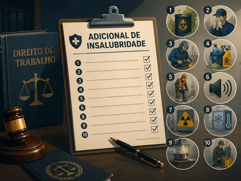 Profissionais de diferentes áreas expostos a condições insalubres, como limpeza, saúde, construção civil e indústria